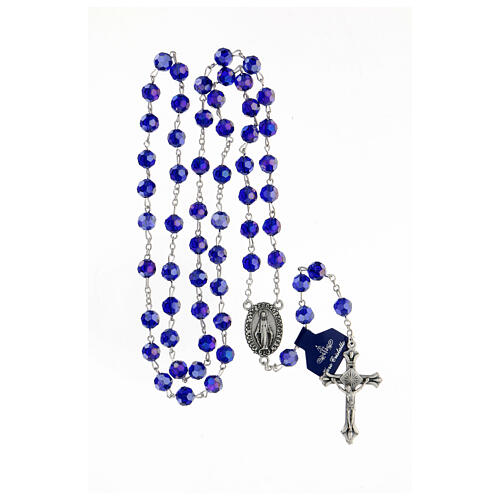 Rosary with dark blue crystal beads 8 mm 4