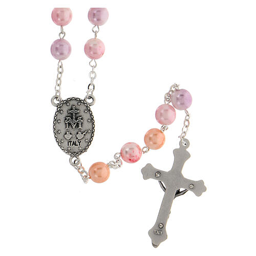 Rosary with pink glass beads 8 mm 2