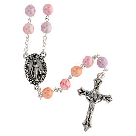 Pink rosary with glass beads 8 mm