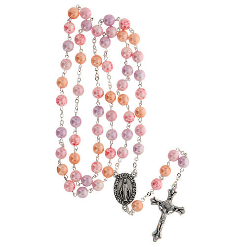 Pink rosary with glass beads 8 mm 4