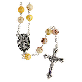 Rosary with yellow glass beads 8 mm