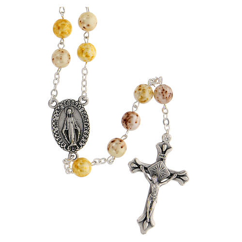 Rosary with yellow glass beads 8 mm 1