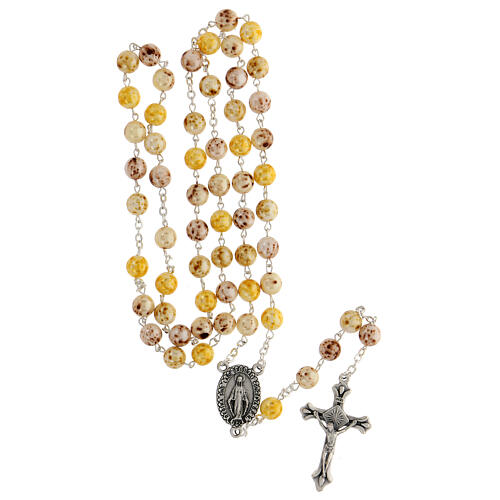 Rosary with yellow glass beads 8 mm 4