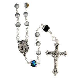 Rosary with gray glass beads 6 mm