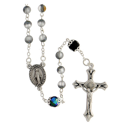 Rosary with gray glass beads 6 mm 1