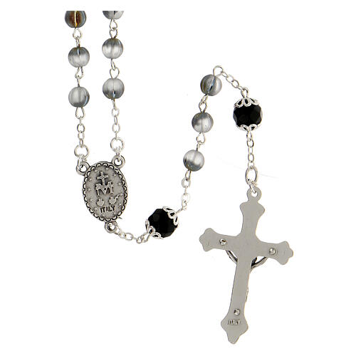 Rosary with gray glass beads 6 mm 2