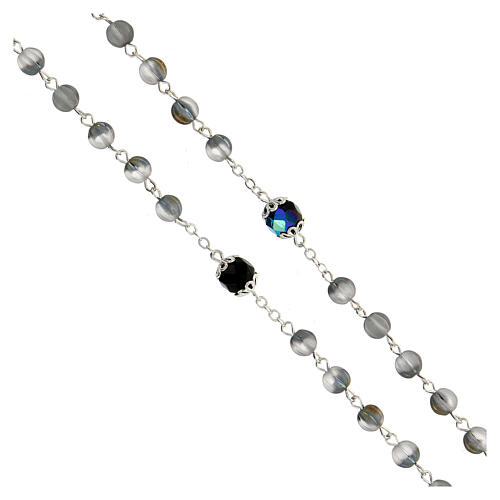 Rosary with gray glass beads 6 mm 3