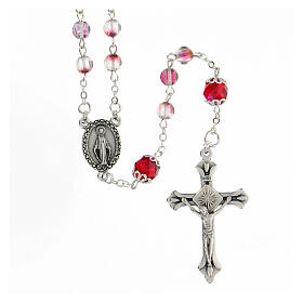 Glass rosary with red beads 6 mm