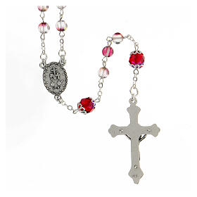 Glass rosary with red beads 6 mm