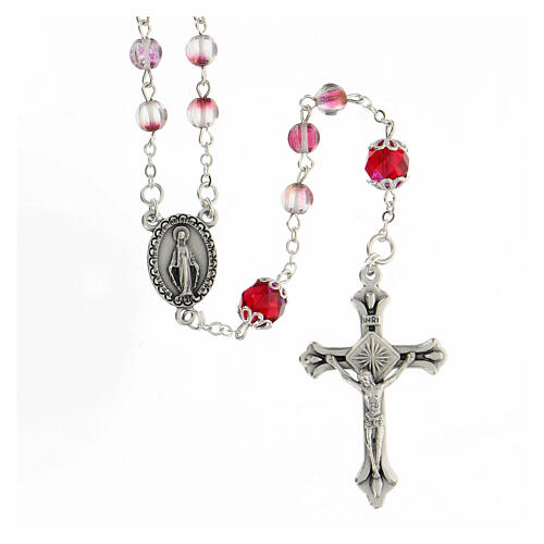 Glass rosary with red beads 6 mm 1