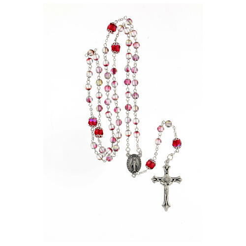 Glass rosary with red beads 6 mm 4