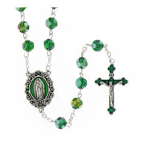 Rosary with green crystal beads Our Lady of Guadalupe 8 mm