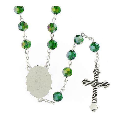 Rosary with green crystal beads Our Lady of Guadalupe 8 mm 2
