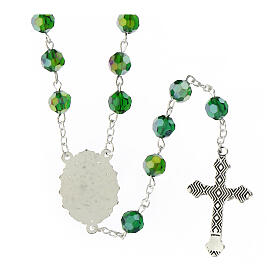 Terço Nossa Senhora de Guadalupe verdadeiro cristal verde 8 mm