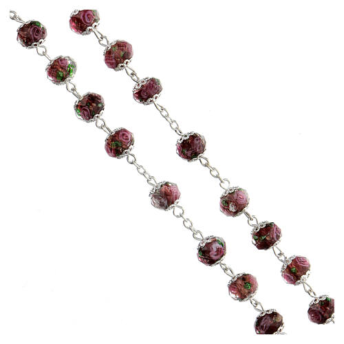 Rosary amethyst crystal beads with roses 10x8 mm 4