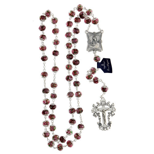 Rosary in amethyst crystal with rose beads 10x8 mm 5