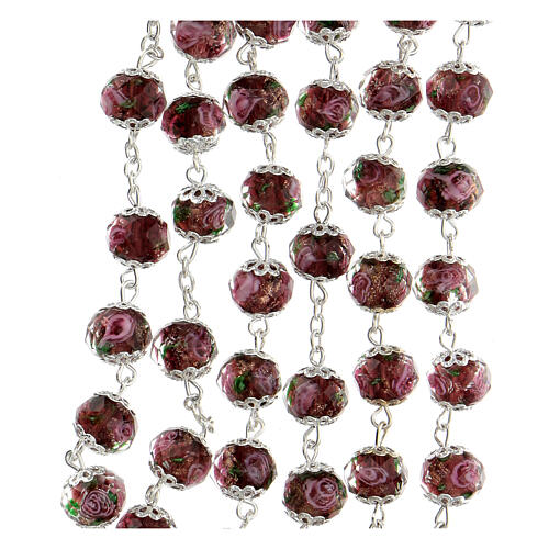 Rosary amethyst crystal beads with roses 10x8 mm 3