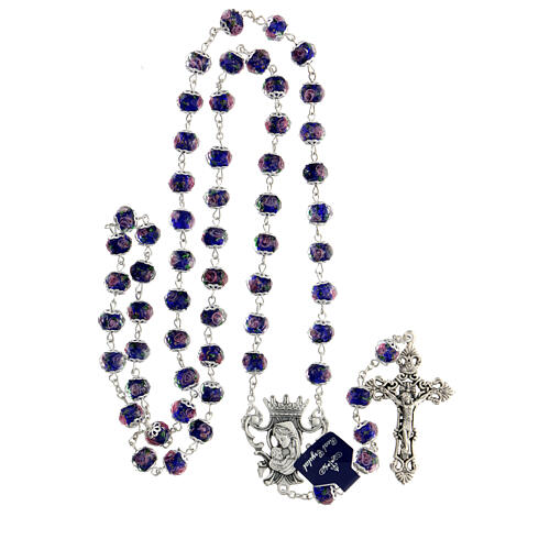 Rosary blue crystal beads with roses 10x8 mm 5