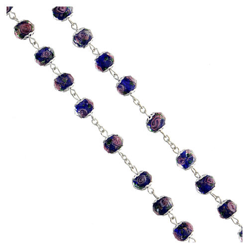 Rosary with blue crystal beads with roses 10x8 mm 4