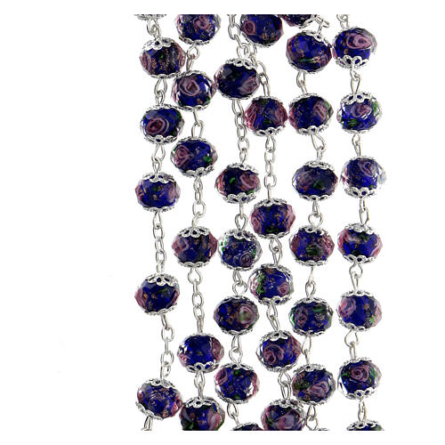 Rosary blue crystal beads with roses 10x8 mm 3