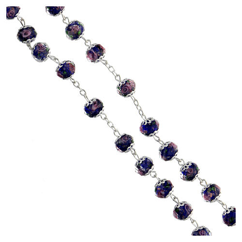 Rosary blue crystal beads with roses 10x8 mm 4