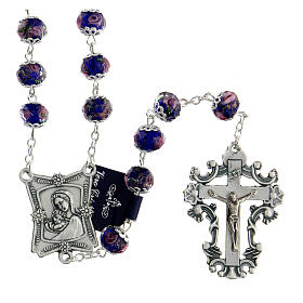 Rosary blue crystal with rose 10x8 mm