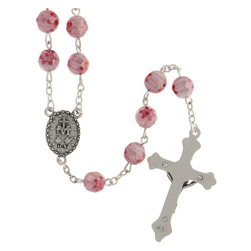 Rosary beads with pink crystals like murrina 8 mm 2