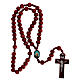 Chapelet Saint Pio grains bois rouge sur corde 8 mm s4
