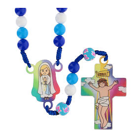 Rosary for children with acrylic beads on light blue string