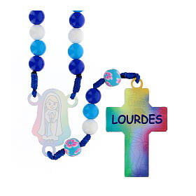 Rosary for children with acrylic beads on light blue string