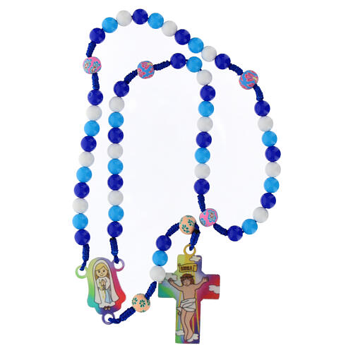 Rosary for children with acrylic beads on light blue string 3