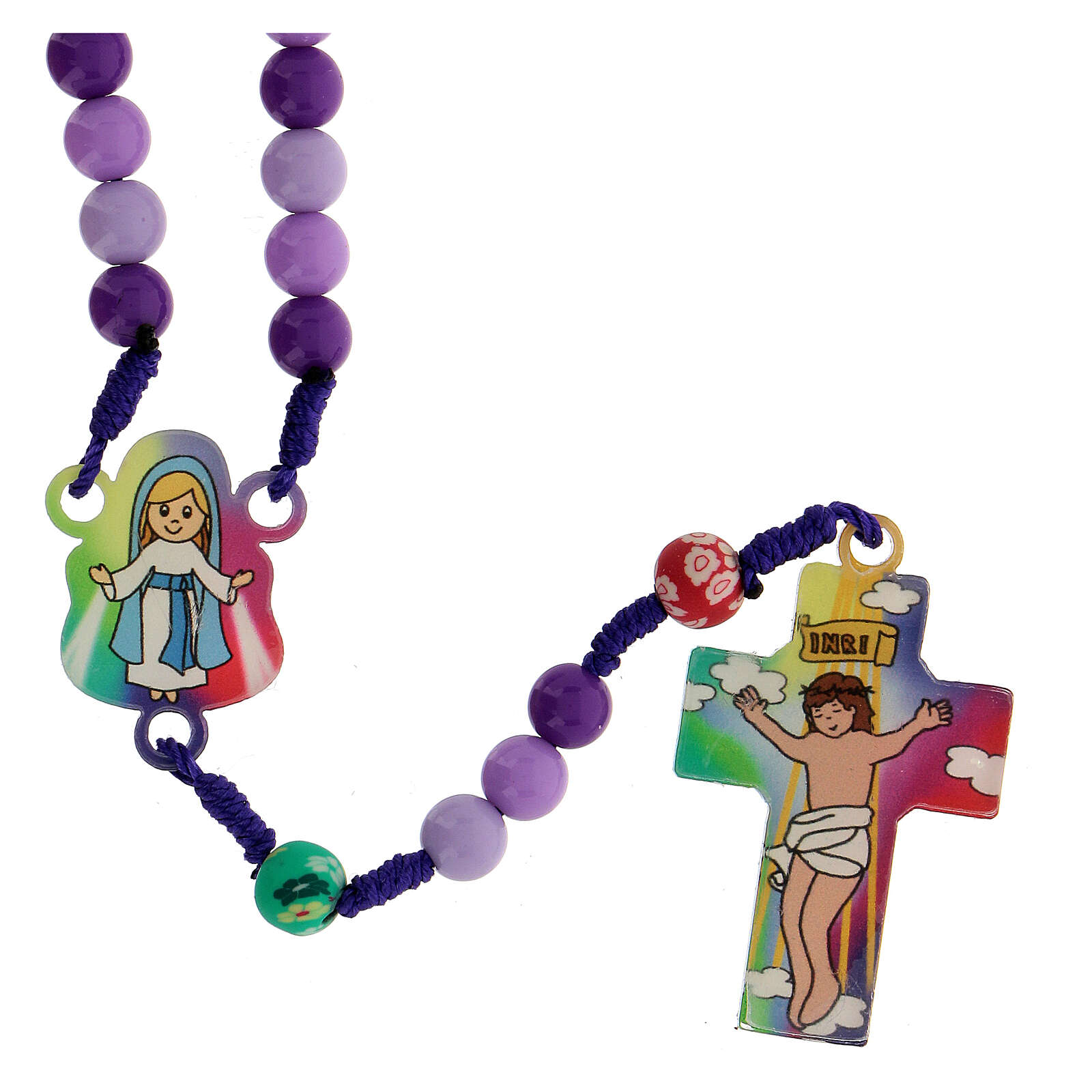 Children rosary with 8 mm amethyst acrylic beads | online sales on