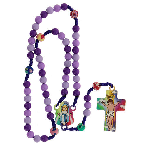 Children rosary with 8 mm amethyst acrylic beads 4