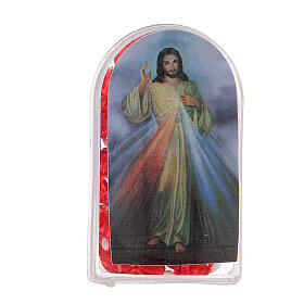 Rosenkranz mit Plastikperlen an Schnur Barmherziger Jesus, 3x5 mm
