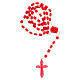 Chapelet grains plastique rouge sur corde avec boîte Christ Miséricordieux 3x5 mm s3