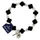 Elastic bracelet in black crystal faux pearl and rhinestones s2