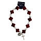 Red crystal strass and imitation pearl elastic bracelet s1
