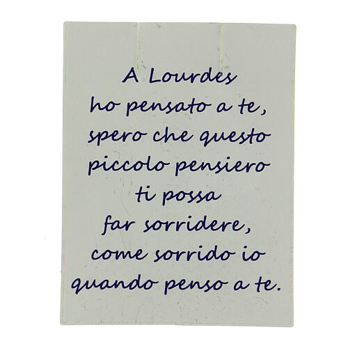 Catenina angelo cristallo blu con card italiano Lourdes 3