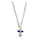 Blue crystal angel necklace with Lourdes card in Italian s2