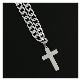 Halskette aus Stahl mit lasergraviertem Kreuz und Karabinerverschluss