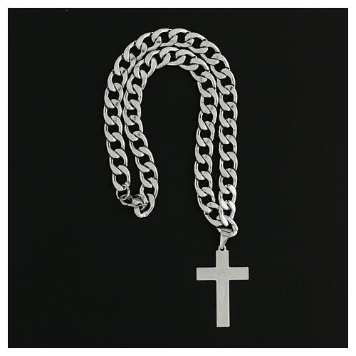 Halskette aus Stahl mit lasergraviertem Kreuz und Karabinerverschluss 3