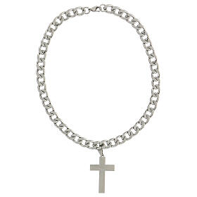 Steel necklace with cross and carabiner closure