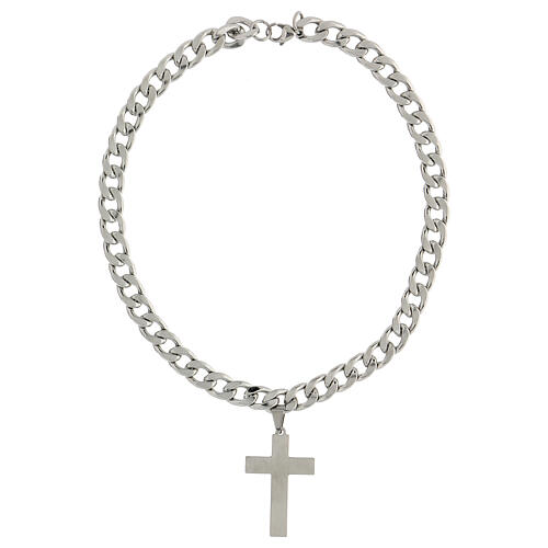 Steel necklace with cross and carabiner closure 5