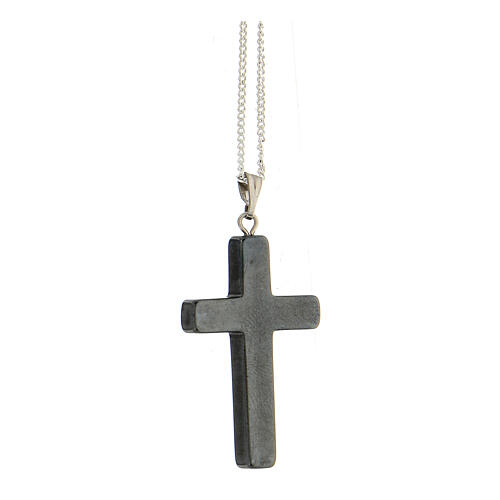 Hematite cross necklace 3.5x2 cm metal chain 2