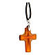 Glass cross on cord, brick red 3x2.5 cm s2