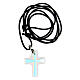 Iridescent glass cross pendant and black string s3