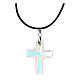Iridescent glass cross cord necklace 3x2.5 cm s1