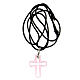 Pink white glass cross on cord 3x2.5 cm s3