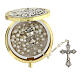 Round rosary case with white imitation pearl rosary, 4 mm beads s2