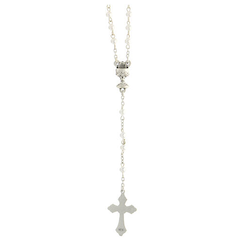 Round white rosary case in imitation pearl 4 mm 5